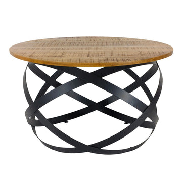 Beistelltisch – Recyceltes Holz, Metall Gestell, Schwarz Finish, 75 cm - Orbit | MVG Voglrieder