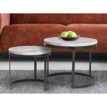 Couchtisch – Recyceltes Holz, Metall Rahmen, Altsilber - Austin | MVG Voglrieder
