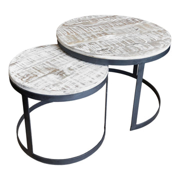 Couchtisch – Recyceltes Holz, Metall Rahmen, Altsilber - Austin | MVG Voglrieder