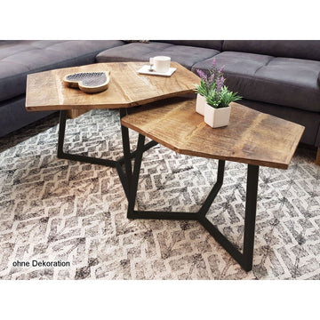 Couchtisch – Massives Mangoholz, Metallgestell Schwarz, Pulverbeschichtet Oberfläche - Paris | MVG Voglrieder