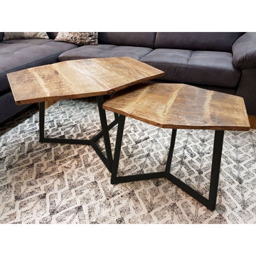 Couchtisch – Massives Mangoholz, Metallgestell Schwarz, Pulverbeschichtet Oberfläche - Paris | MVG Voglrieder