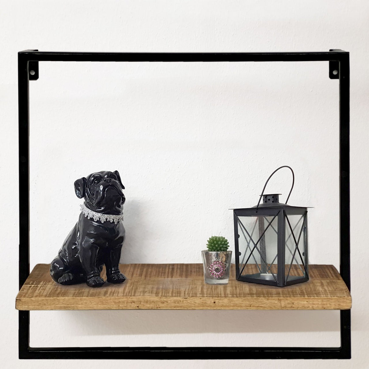 Wandregal – Recyceltes Mangoholz, Schwarzer Eisenrahmen, Industrial Design - Dock | MVG Voglrieder