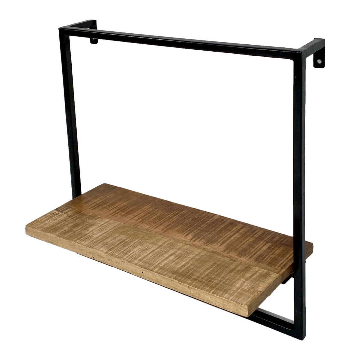 Wandregal – Recyceltes Mangoholz, Schwarzer Eisenrahmen, Industrial Design - Dock | MVG Voglrieder