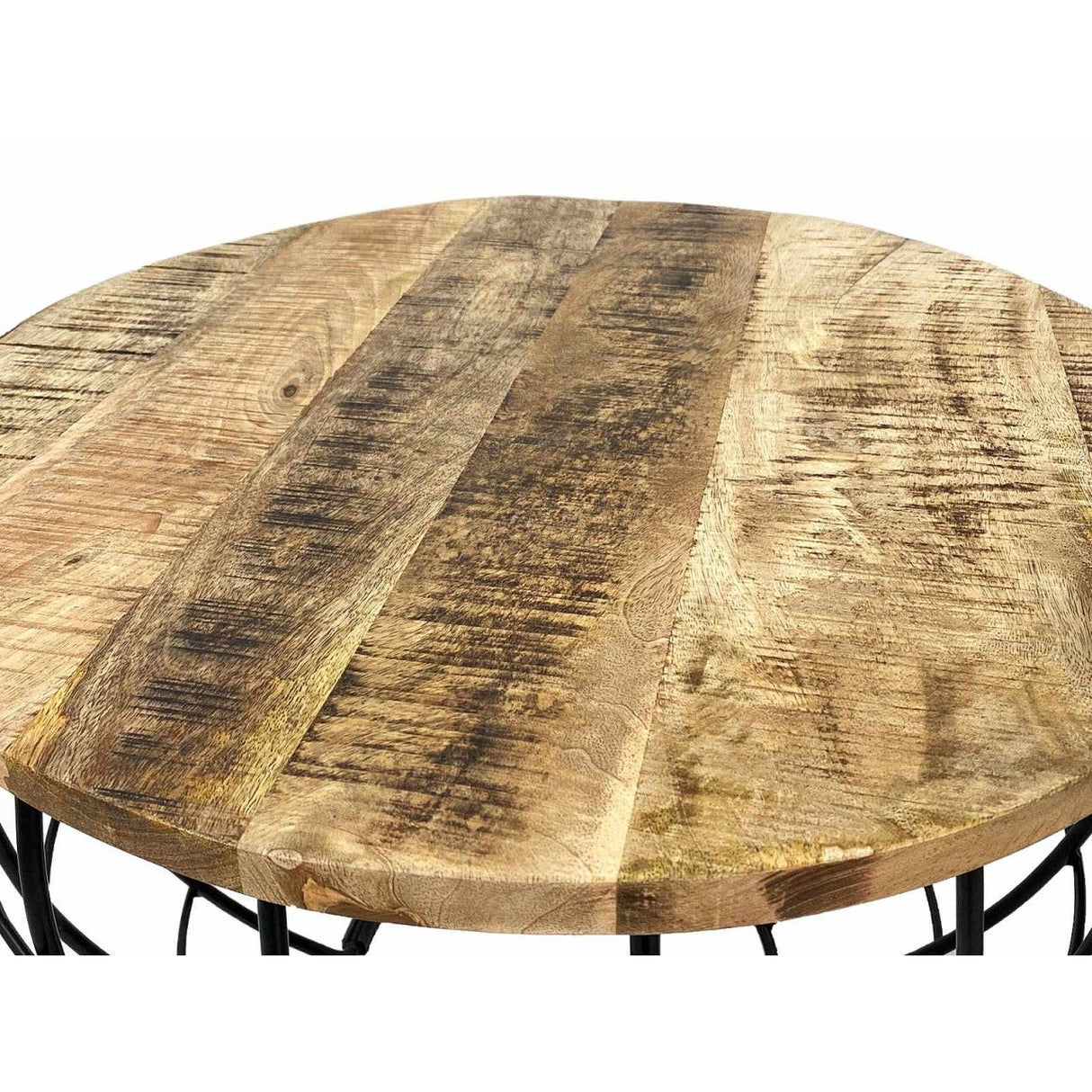 Couchtisch – Recyceltes Holz, Metall Rahmen, Tabak Farbe 45 cm Höhe - London | MVG Voglrieder