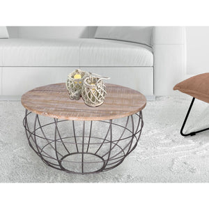 Couchtisch – Recyceltes Holz, Metall Rahmen, Antik Silber, 37 cm Höhe - London | MVG Voglrieder