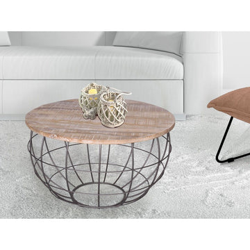 Couchtisch – Recyceltes Holz, Metall Rahmen, Antik Silber, 37 cm Höhe - London | MVG Voglrieder