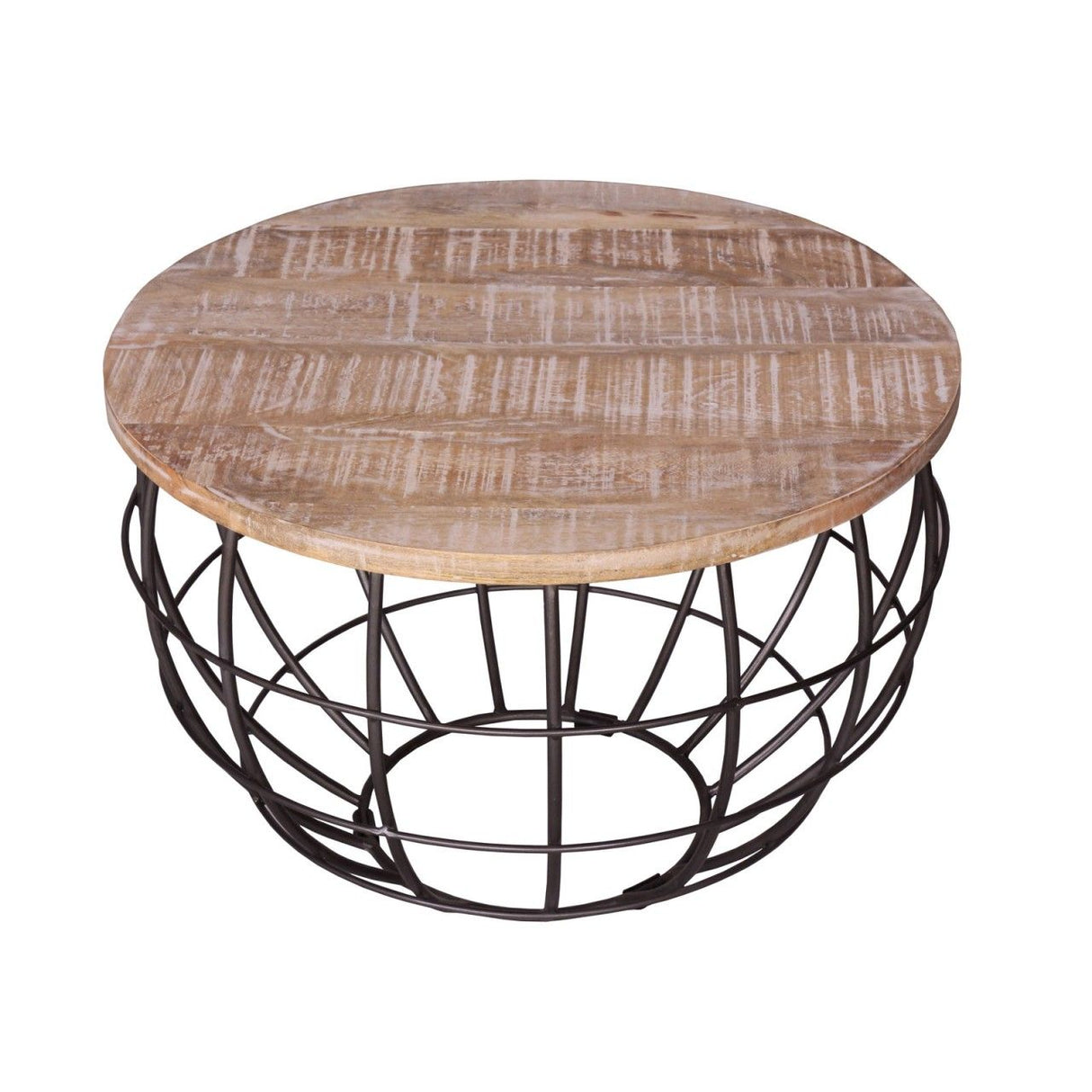 Couchtisch – Recyceltes Holz, Metall Rahmen, Antik Silber, 37 cm Höhe - London | MVG Voglrieder