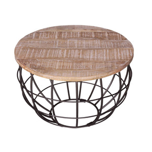 Couchtisch – Recyceltes Holz, Metall Rahmen, Antik Silber, 37 cm Höhe - London | MVG Voglrieder