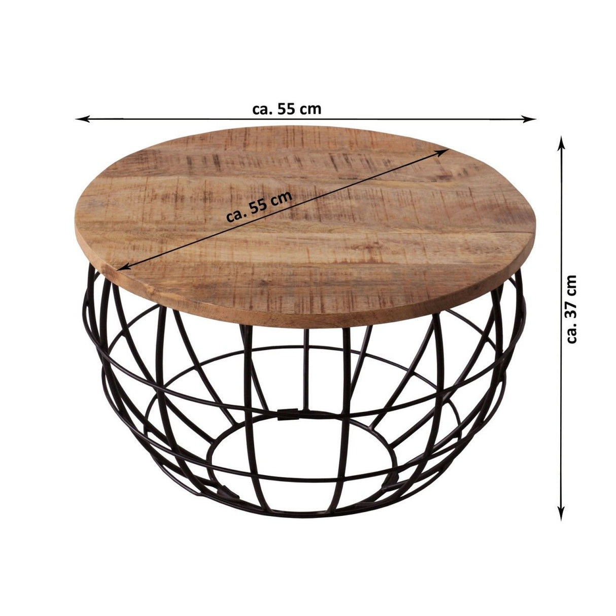 Couchtisch – Recyceltes Holz, Metall Rahmen, Antik Silber, 37 cm Höhe - London | MVG Voglrieder