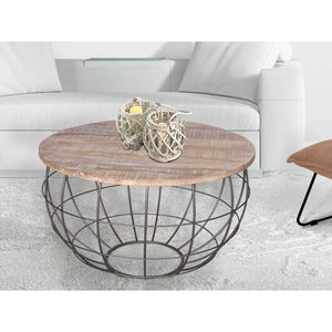 Couchtisch – Recyceltes Holz, Metall Rahmen, Antik Silber, 47 cm Höhe - London | MVG Voglrieder