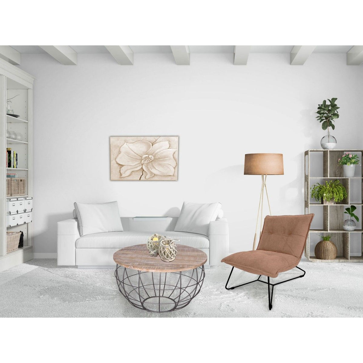 Couchtisch – Recyceltes Holz, Metall Rahmen, Antik Silber, 47 cm Höhe - London | MVG Voglrieder