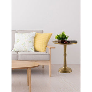 Side table, metal, round, Ø 44 x 53 cm, 2-piece, Adlon decorative table with designer aluminum center base
