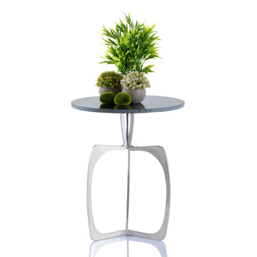 Beistelltisch – Aluminium Gestell, Marmorplatte, Silber Finish - Sohoo | MVG Voglrieder