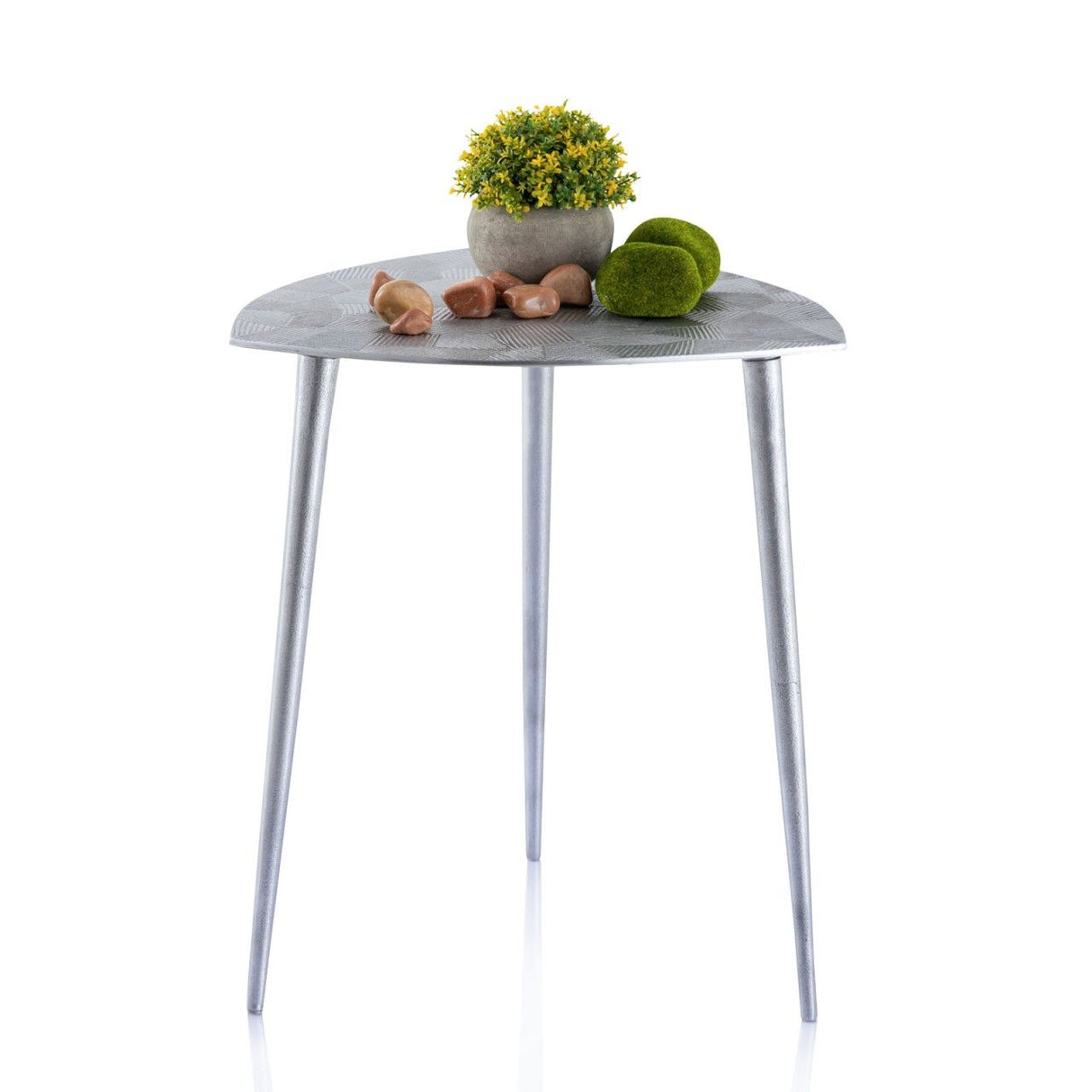 Beistelltisch – Aluminium, Silber Finish, Dreieck Design - Alster | MVG Voglrieder