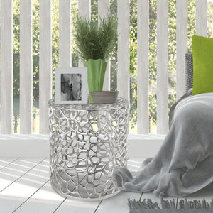 Beistelltisch – Aluminium Material, Korallen Struktur, Silber Farbe - Agadir | MVG Voglrieder
