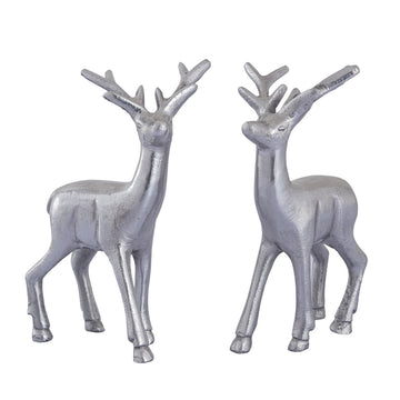Decorative deer figurine, aluminum, silver-colored, elegantly shiny & festive | MVG Voglrieder
