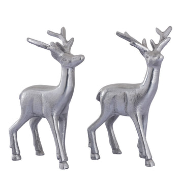 Decorative deer figurine, aluminum, silver-colored, elegantly shiny & festive | MVG Voglrieder