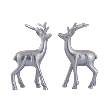 Decorative deer figurine, aluminum, silver-colored, elegantly shiny & festive | MVG Voglrieder