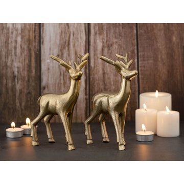 Decorative stag figurine made of solid aluminum, handcrafted, elegantly silver-plated or gold-plated | MVG Voglrieder