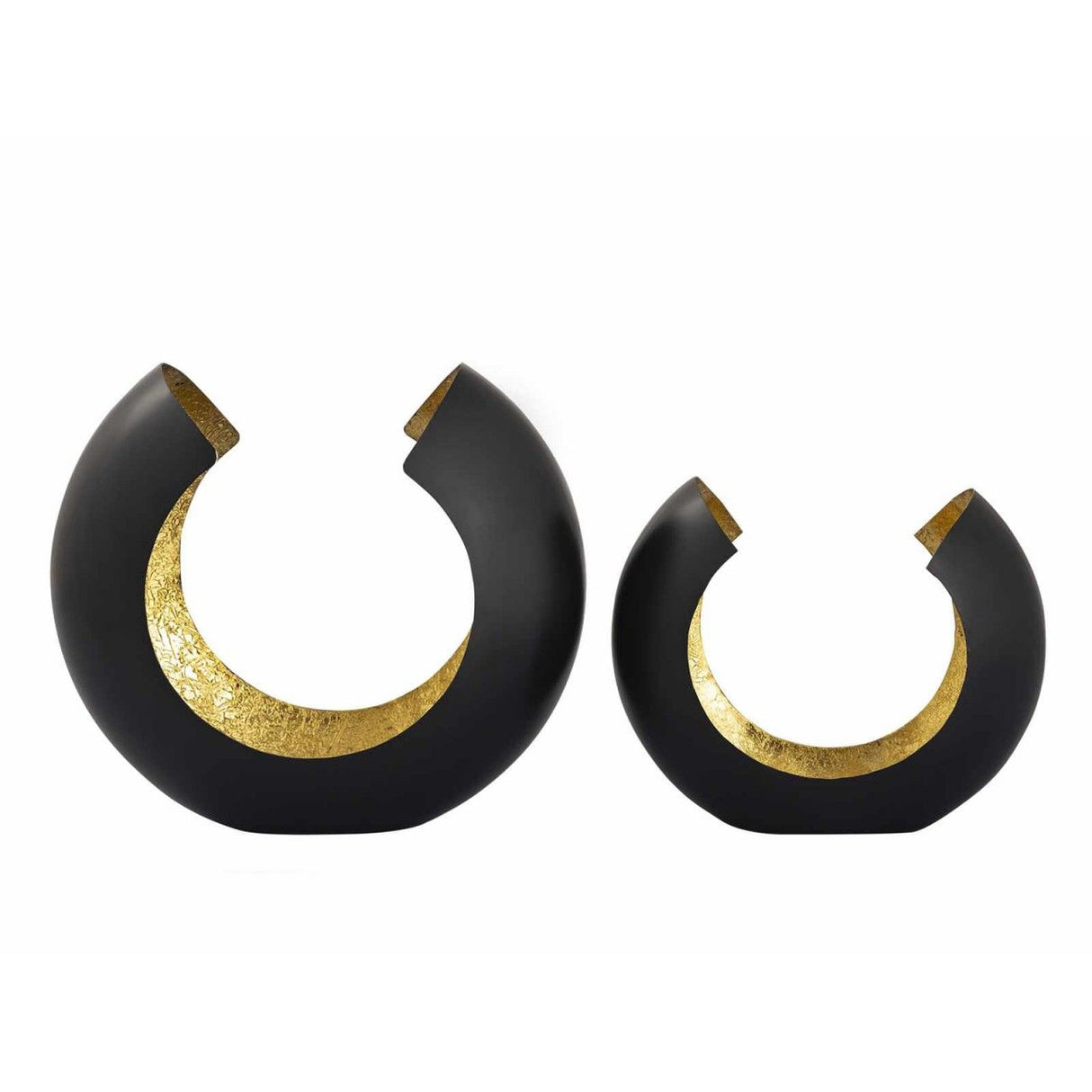 Kerzenhalter – Metall Omega Form, Schwarz Matt, Gold Innen - Omega | MVG Voglrieder