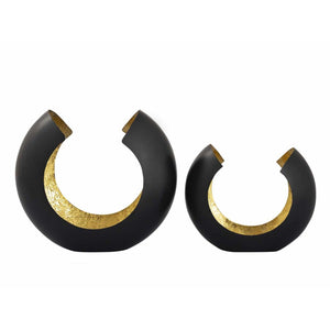 Kerzenhalter – Metall Omega Form, Schwarz Matt, Gold Innen - Omega | MVG Voglrieder