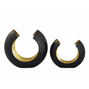 Kerzenhalter – Metall Omega Form, Schwarz Matt, Gold Innen - Omega | MVG Voglrieder