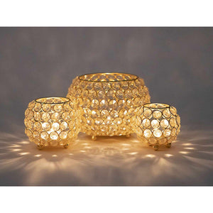 Kerzenhalter – Metalldraht, Kristall Design, Gold Farbe - Crystal | MVG Voglrieder