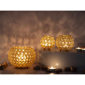 Kerzenhalter – Metalldraht, Kristall Design, Gold Farbe - Crystal | MVG Voglrieder