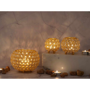 Kerzenhalter – Metalldraht, Kristall Design, Gold Farbe - Crystal | MVG Voglrieder