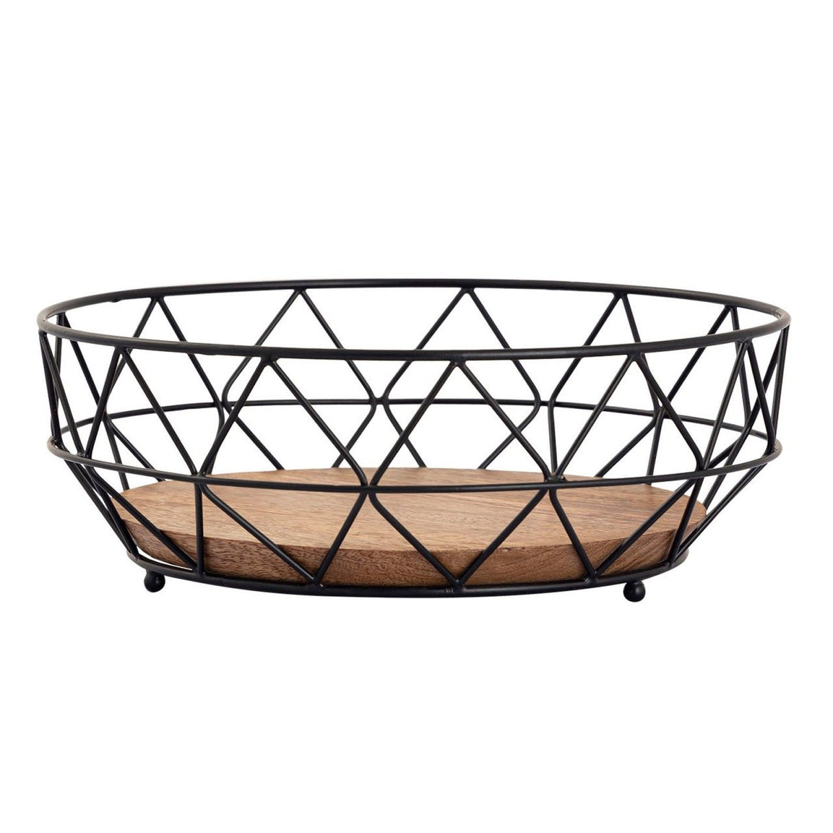 Obstschale – Metalldraht, Holz Boden, Schwarz Farbe - Neo | MVG Voglrieder