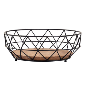 Obstschale – Metalldraht, Holz Boden, Schwarz Farbe - Neo | MVG Voglrieder