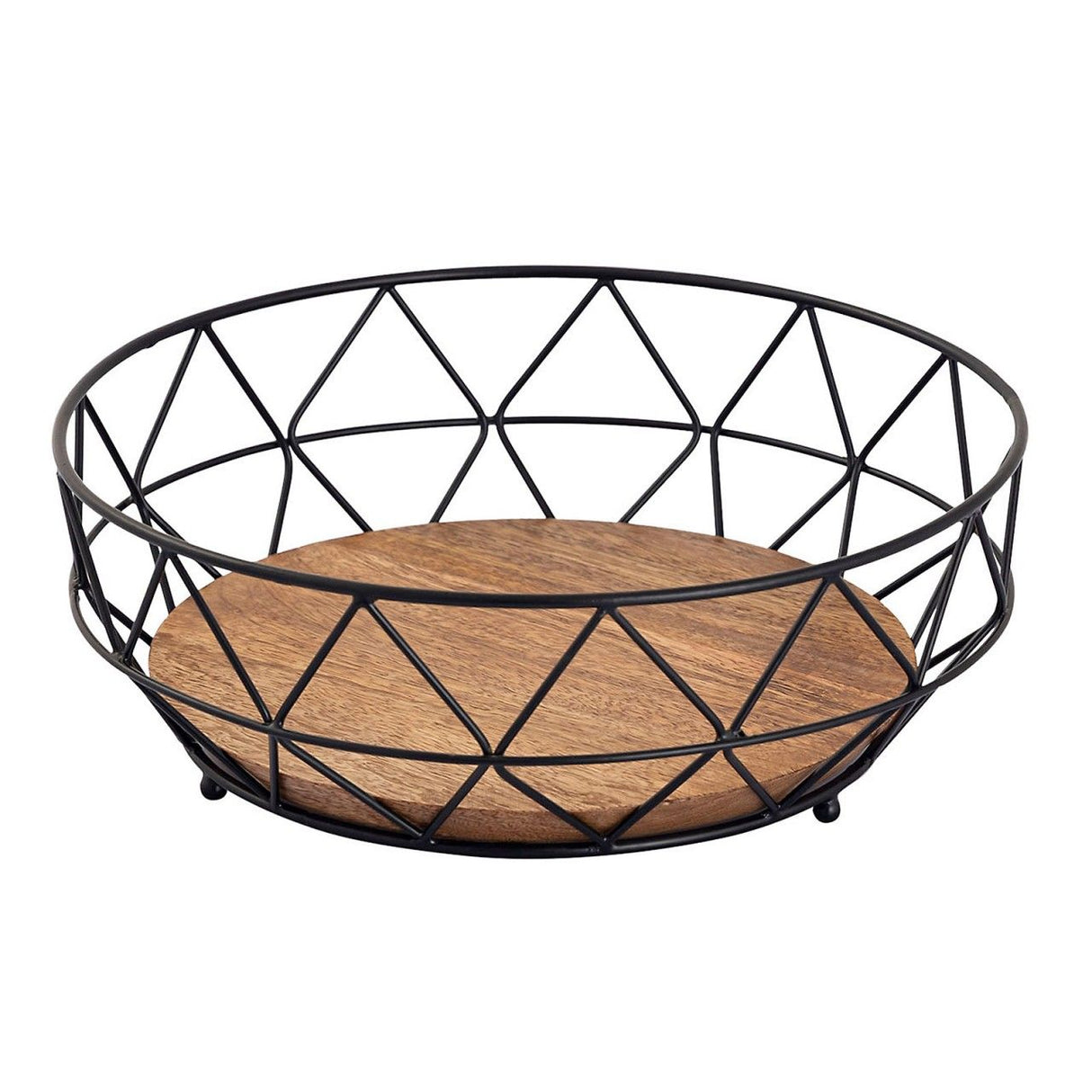 Obstschale – Metalldraht, Holz Boden, Schwarz Farbe - Neo | MVG Voglrieder