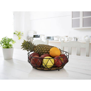 Obstschale – Metalldraht, Holz Boden, Schwarz Farbe - Neo | MVG Voglrieder