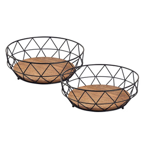 Obstschale set – Metalldraht, Holz Boden, Schwarz Farbe - Neo | MVG Voglrieder