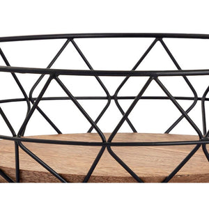 Obstschale set – Metalldraht, Holz Boden, Schwarz Farbe - Neo | MVG Voglrieder
