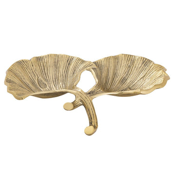 Schale – Aluminium Material, Ginkgo Design, Gold Finish - Leaf | MVG Voglrieder