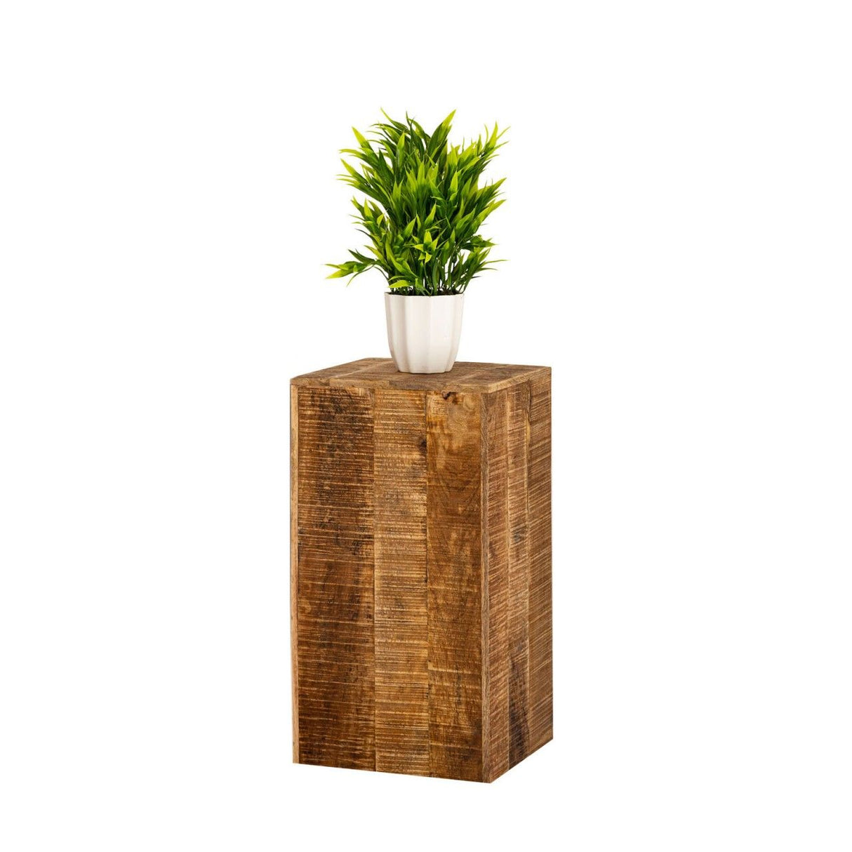 Blumensäule – Mangoholz Material, Massiv Struktur, Natur Maserung, 73 cm Höhe | MVG Voglrieder