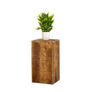 Blumensäule – Mangoholz Material, Massiv Struktur, Natur Maserung, 73 cm Höhe | MVG Voglrieder