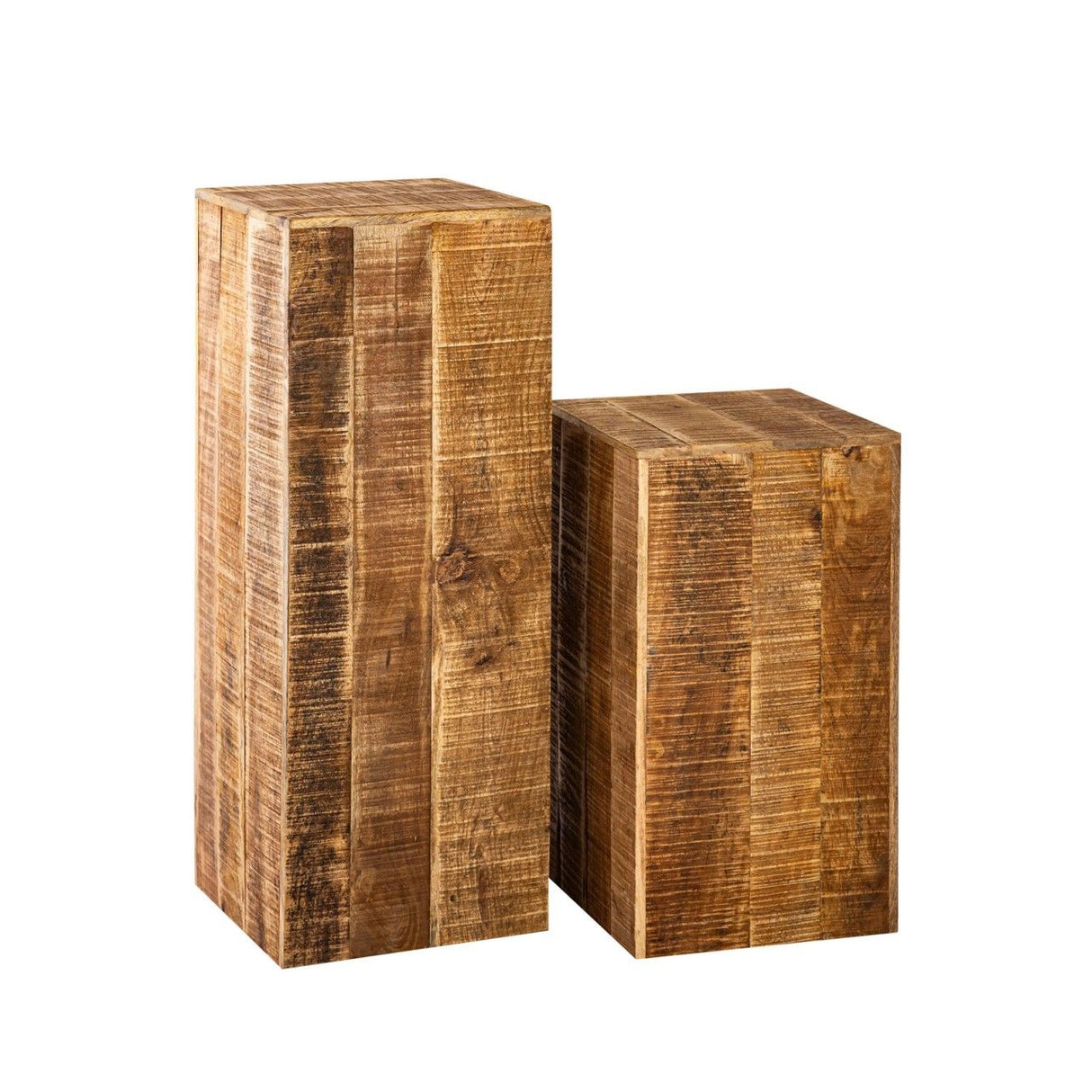Blumensäule – Mangoholz Material, Massiv Struktur, Natur Maserung, 73 cm Höhe | MVG Voglrieder