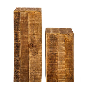 Blumensäule – Mangoholz Material, Massiv Struktur, Natur Maserung, 73 cm Höhe | MVG Voglrieder