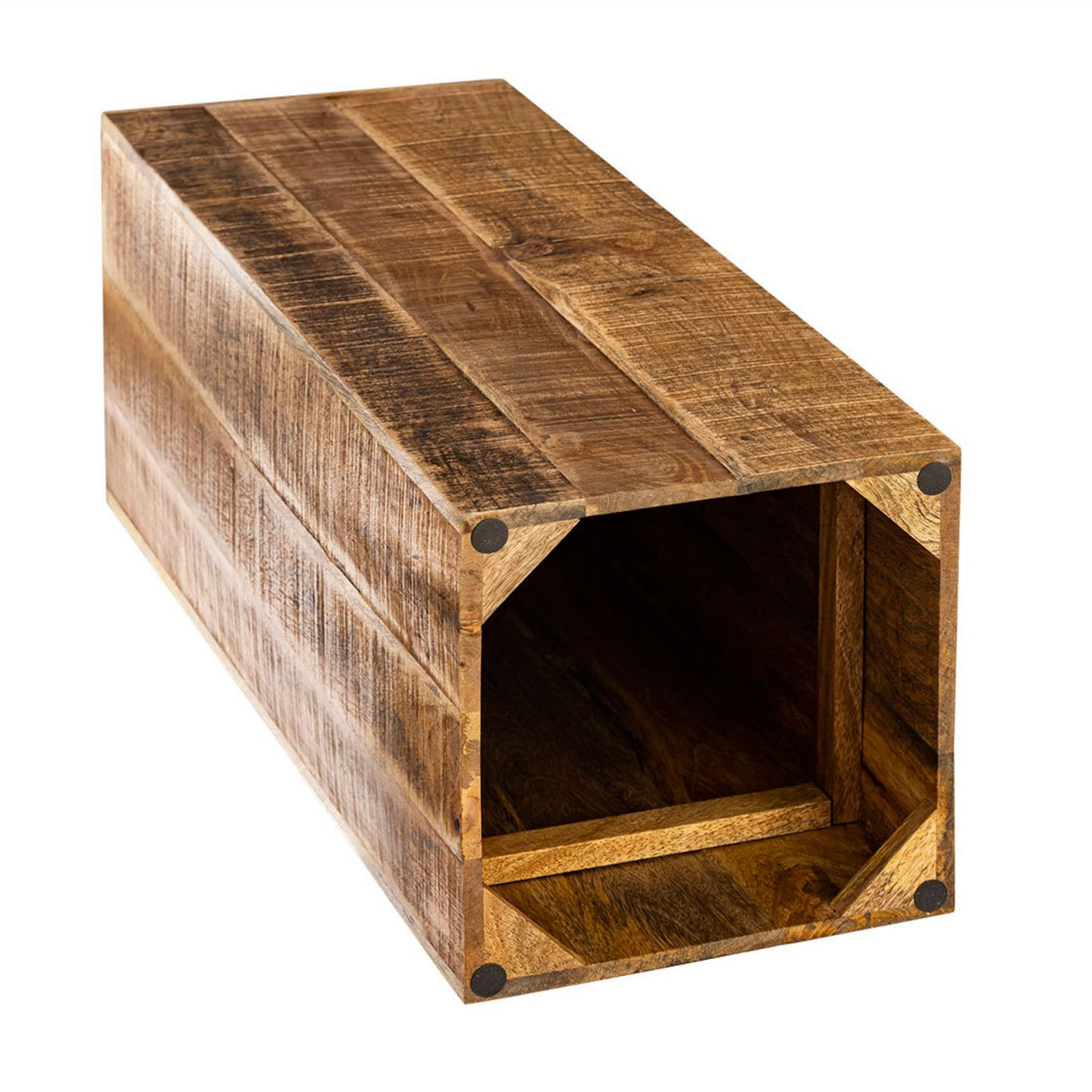 Blumensäule – Mangoholz Material, Massiv Struktur, Natur Maserung, 73 cm Höhe | MVG Voglrieder