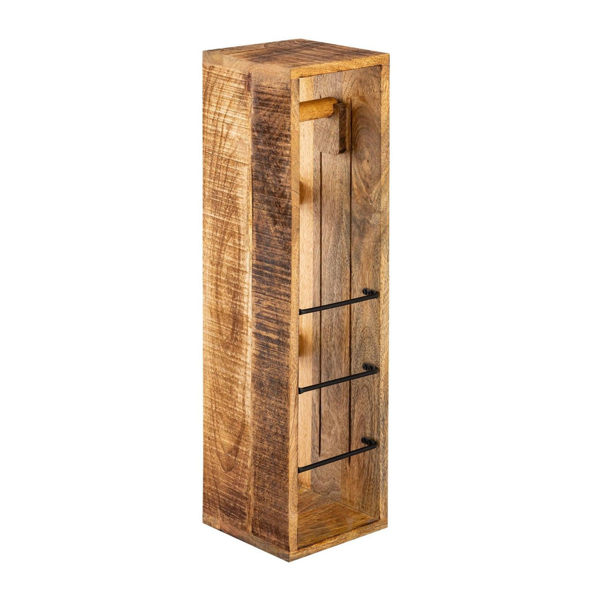 Toilettenpapierhalter – Mangoholz Struktur, Quadratisch Design, Natur Farbe | MVG Voglrieder