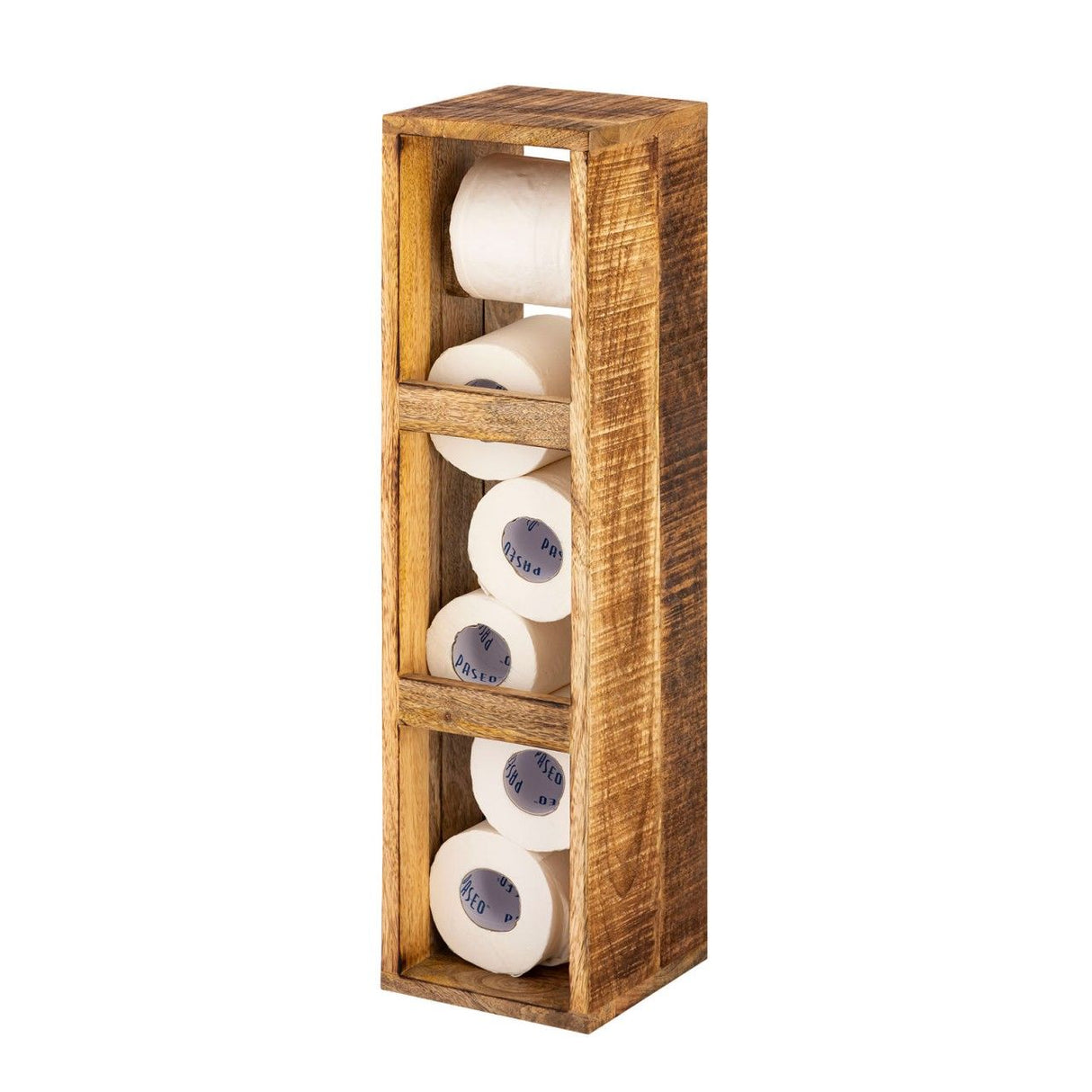 Toilettenpapierhalter – Mangoholz Struktur, Quadratisch Design, Natur Farbe | MVG Voglrieder