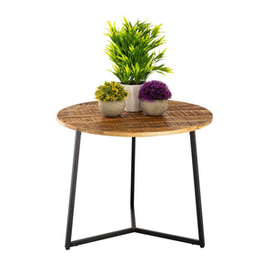 Coffee table made of recycled mango wood, handcrafted, with black metal frame – La Palma | MVG Voglrieder