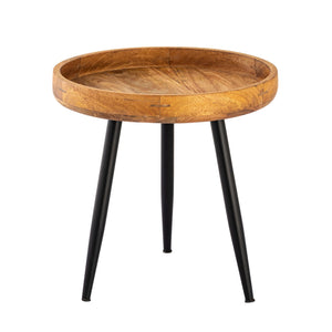 Beistelltisch – Mangoholz Material, Schwarzes Metall, Natur Maserung, 40 cm Höhe - Vancouver | MVG Voglrieder