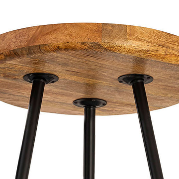 Beistelltisch – Mangoholz Material, Schwarzes Metall, Natur Maserung, 48 cm Höhe - Vancouver | MVG Voglrieder