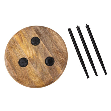Beistelltisch – Mangoholz Material, Schwarzes Metall, Natur Maserung, 48 cm Höhe - Vancouver | MVG Voglrieder