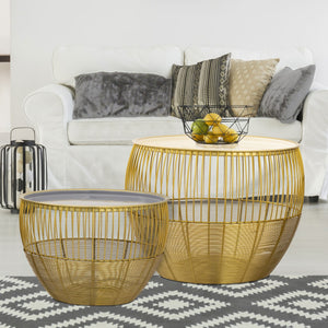 Beistelltisch Set – Metall Material, Abnehmbare Platte, Gold Farbe - Glamira | MVG Voglrieder