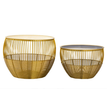 Beistelltisch Set – Metall Material, Abnehmbare Platte, Gold Farbe - Glamira | MVG Voglrieder