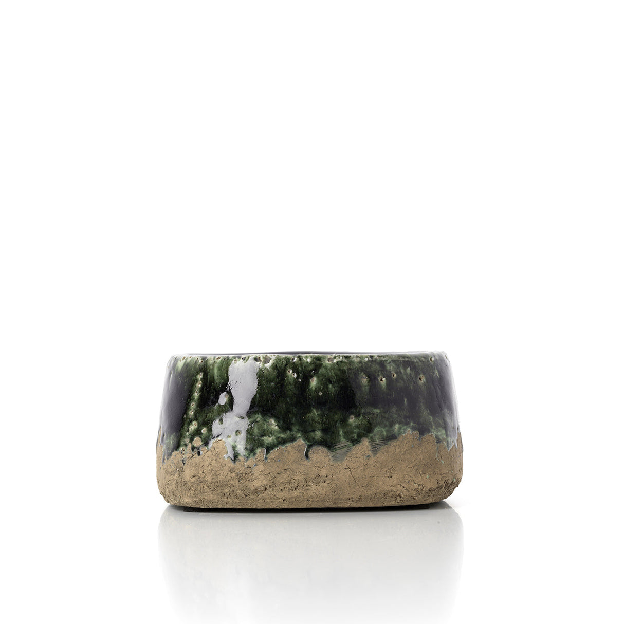 Topf – Steingut Material, Schalenform, Betongrüne Farbe, Niedrig  – Moss | Bazar Bizar Antwerp